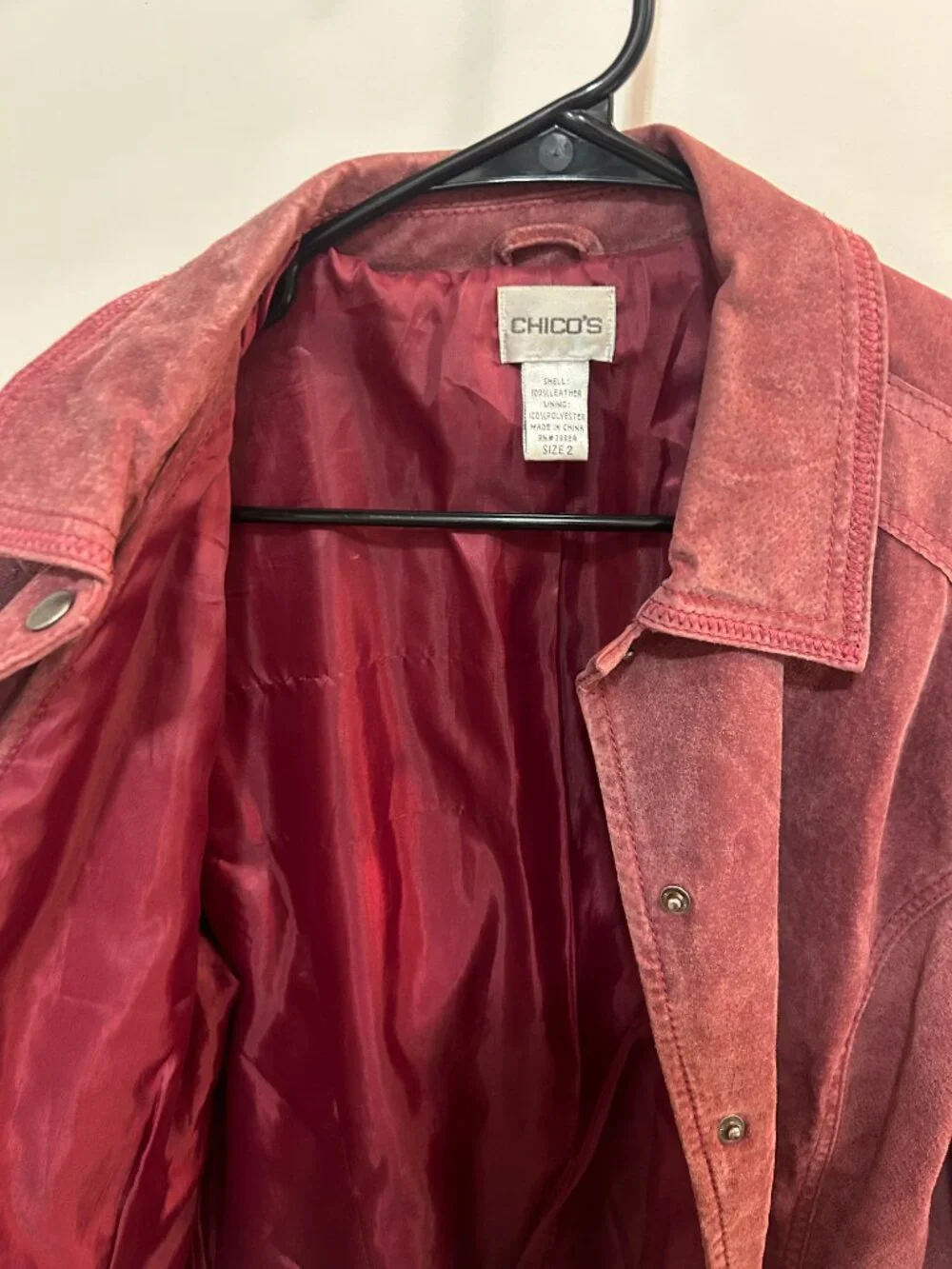 Chico's Suede Leather Jacket in Dusty Rose